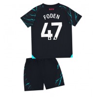 Otroški Nogometni dresi Manchester City Phil Foden #47 Tretji 2023-24 Kratek Rokav (+ Kratke hlače)